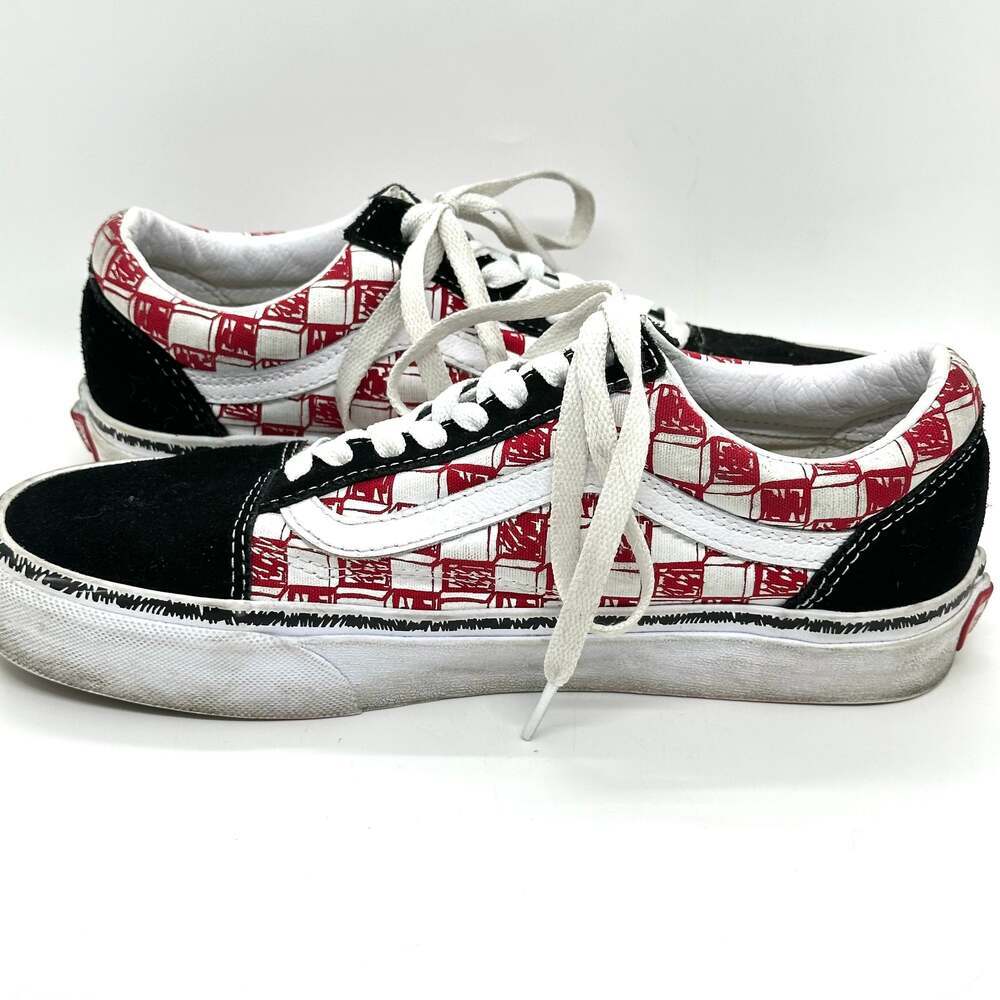 VANS Old Skool Checkerboard Red Black Low Top Skate Shoes Women’s 8 Men’s 6.5 - Picture 4 of 9